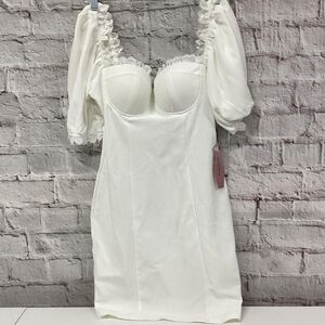Haute Monde White Lace Off Shoulder Bodycon Dress Large